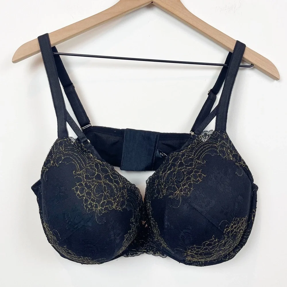 Torrid Curve Black Lace with Gold Detail Padded Bra Size 42DDD
